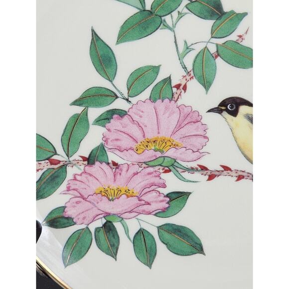 Satsuma White Eyed Warbler Plate Wall Decor 7 1/2" The Flowering Of Spring Japan - Picture 5 of 14